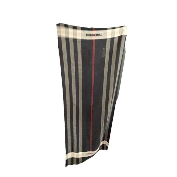 Burberry Gauze Stripe with Branding Scarf, 180cm X 70cm, Wool Silk - Picture 7 of 9